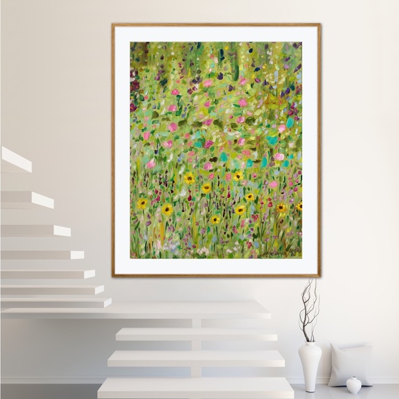 Flower Garden Wild Free Art Print Abstract floral whimsy cottagecore fairy decor - Picture 6 of 7